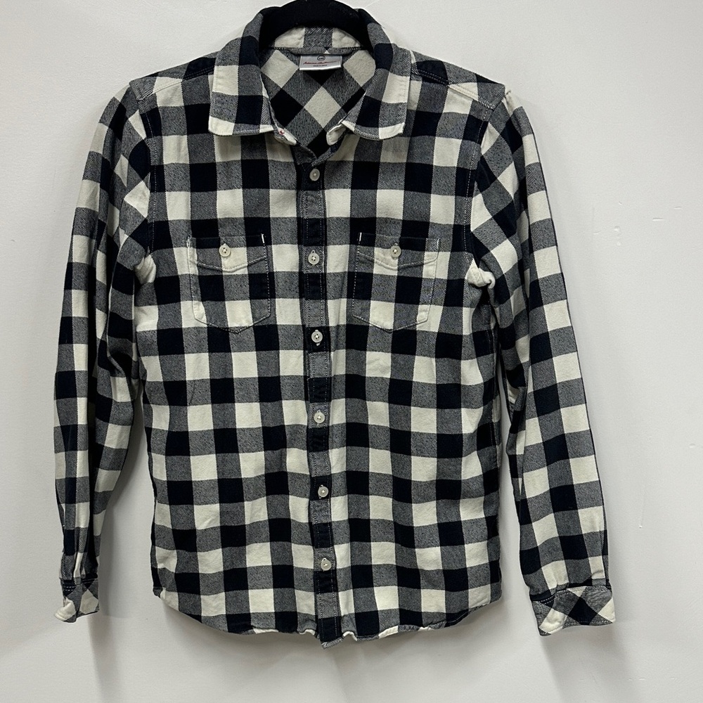 Hanna Andersson Black and White Plaid  Button Down Shirt 16/18